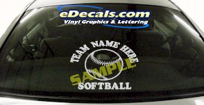 SPT187 Softball Team Name Here Ball Sports Cartoon Decal