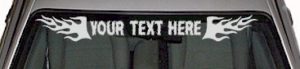 WSD122 Flame Accent Your Text Here Windshield Decal