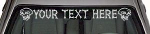 WSD135 Skull Accent Your Text Here Windshield Decal