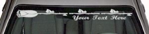 WSD137 Rose Flower Your Text Here Windshield Decal