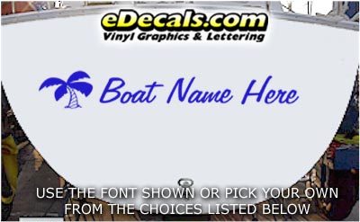 WSD411 Palm Tree II Your Name Here Boat Decal