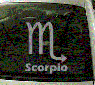  ZOD132 Scorpio Symbol Zodiac Decal w/Name