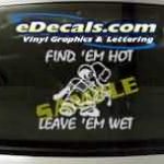 CRT305 Find Em Hot Firefighter Cartoon Decal