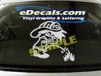  CRT306 Firefighter Pee Boy Cartoon Decal