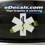 CRT347 Ambulance Shield Firefighter Cartoon Decal