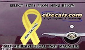 PAT103 Pray For Peace American Patriotic Ribbon Decal