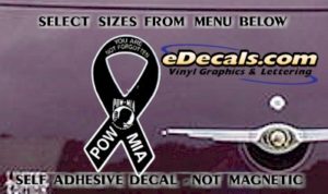 PAT104 POW MIA American Patriotic Ribbon Decal