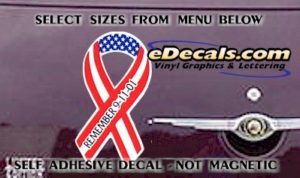 PAT105 Remember 9-11-01 American Patriotic Ribbon Decal