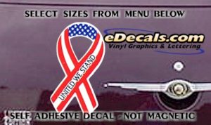 PAT106 United We Stand American Patriotic Ribbon Decal