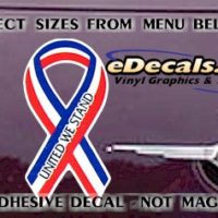  PAT107 United We Stand American Patriotic Ribbon Decal