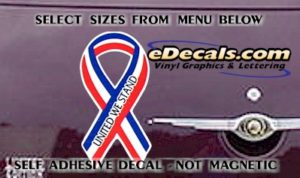 PAT107 United We Stand American Patriotic Ribbon Decal