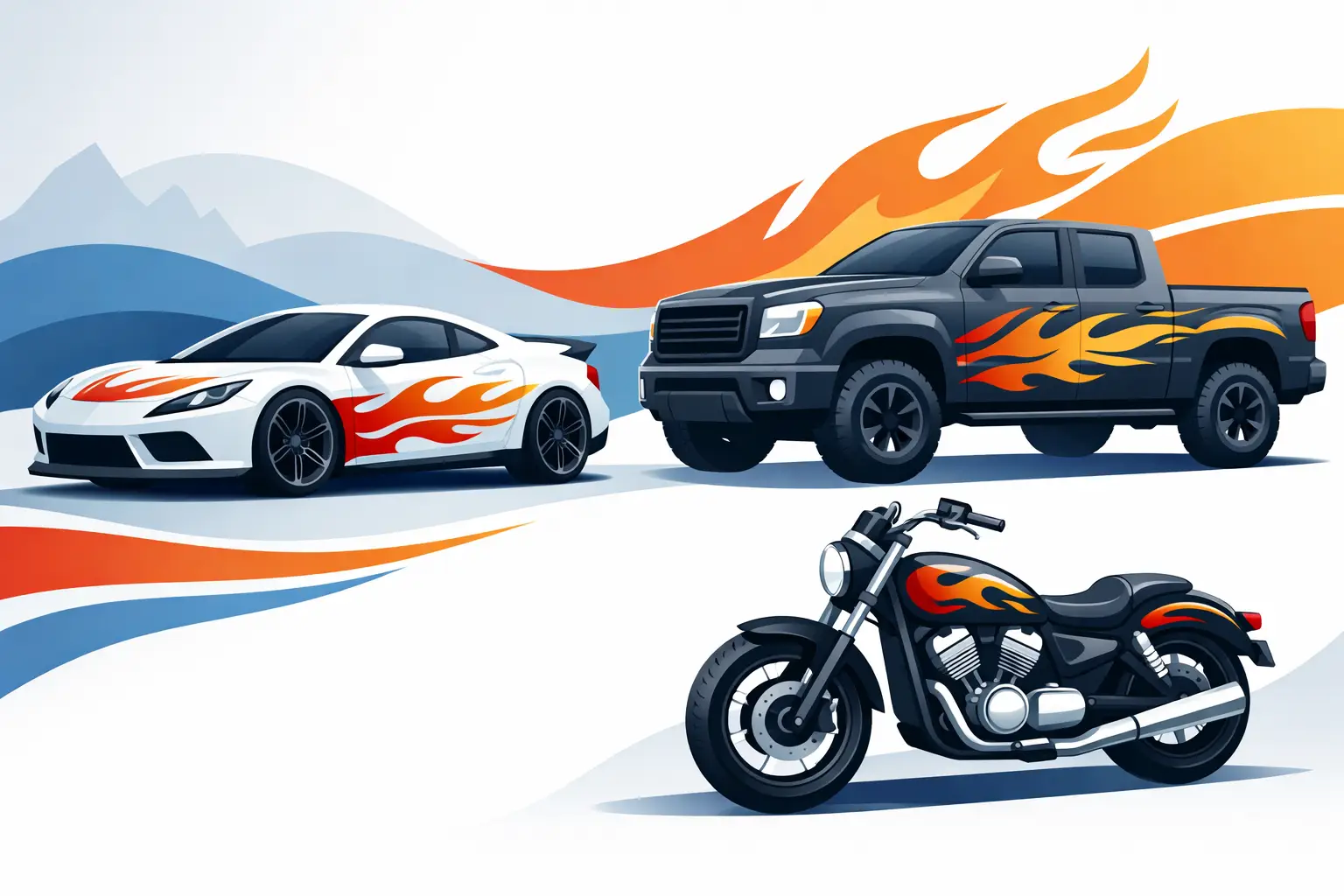 Custom Flame Decal Kit for Cars, Trucks & More